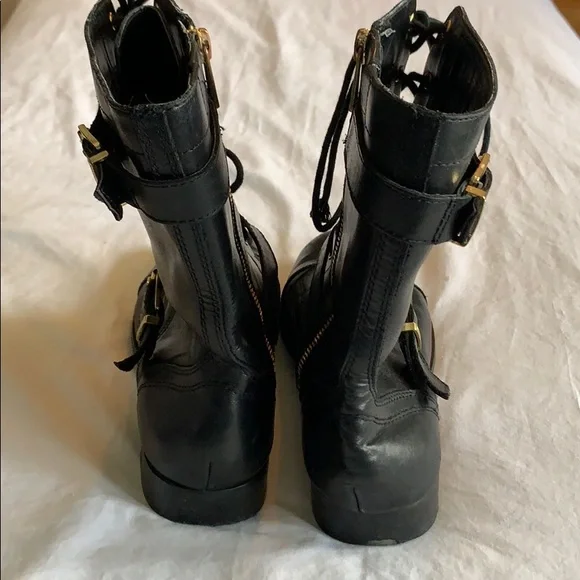 Black with Gold Buckle Arturo Chiang Combat Boots - Picture 5 of 8
